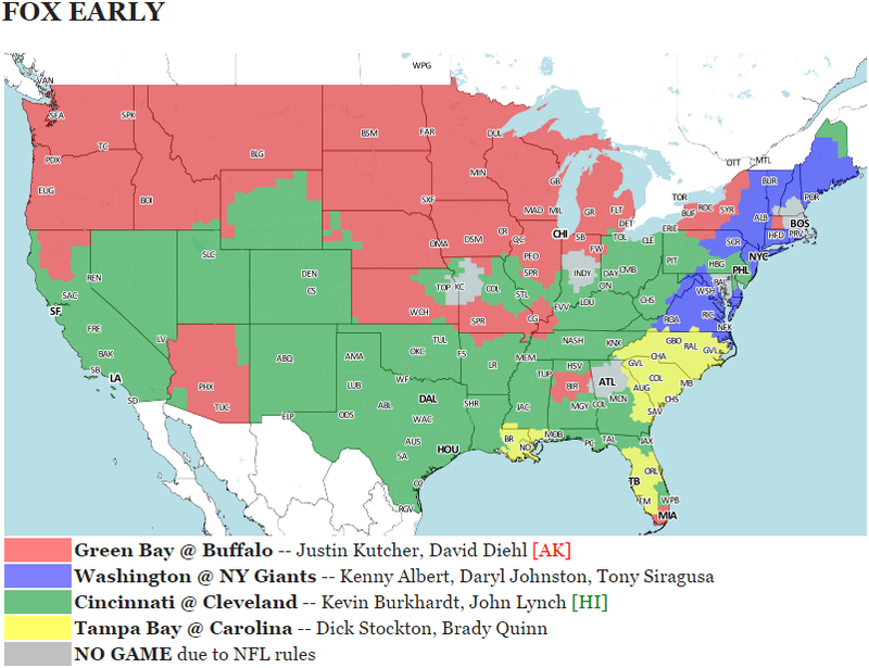 Illustration for article titled Your NFL Week 15 Viewing Maps